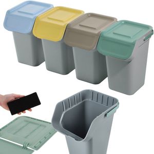 KADAX - Afvalscheidingssysteemset - Donkergrijs - Afvalcontainer met Luchtdicht Klapdeksel - 25 Liter