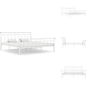 vidaXL Bedframe - Classic s - Metalen bedframe - 221 x 168 x 90 cm - Wit - Bed