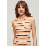 Superdry - Rib Bodycon - Mouwloze Korte Jurk - Zwart - Slim Fit, Ribbed Materiaal, Midi-lengte