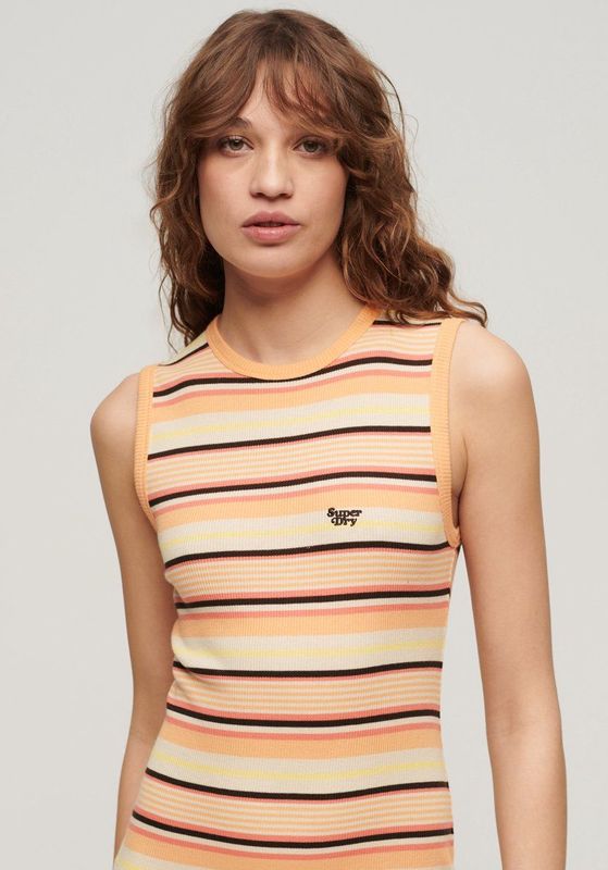 Superdry - Rib Bodycon - Mouwloze Korte Jurk - Zwart - Slim Fit, Ribbed Materiaal, Midi-lengte