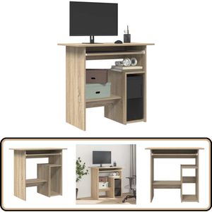 vidaXL Bureau 80x45x74 cm - Sonoma Eiken Computerbureau - Bureau - Sonomaplank - Houten Bureau - Home Office