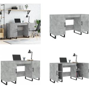vidaXL Bureau 140x50x75 cm bewerkt hout betongrijs - Bureau - Bureaus - Laptoptafel - Computertafel