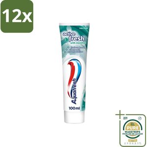 Aquafresh - Tandpasta - Verfrissende Reiniging - Menthol - 100 ml - Voordeelverpakking - 12 stuks - Menthol - Tandenpoeder