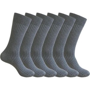 Classinn® Elegant geribbelde Heren sokken 39-42 - grijs (Haider grey) - 6 paar