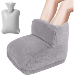 Inovra ® Warmwaterkruik voeten, 2-in-1 warmwaterkruik voor de voeten, 1 l, grote voetenwarmer, warmwaterkruik, voetenwarmer zonder stroom, zacht en warm, veiligheid, voetwarmwaterkruik voor dames,