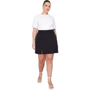 Trendyol Zwarte Split Mini/Korte Lengte Plus Size Geweven Rok Tbbaw23Az00048