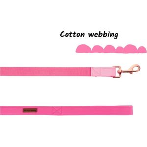 Hondenhalsband en riem van leer, roze, duurzame hondenhalsband, meisjes- of jongenshalsband, verstelbare hondenhalsbanden voor kleine honden, hals 25,4 - 40,6 cm