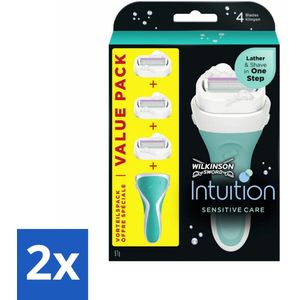 2 x Wilkinson Sword - Navulmesjes - Intuition 2-in-1 Sensitive Care - 3 mesjes - Vrouwen Scheermes - Scheermes Voor Gevoelige Huid - Scheermes Met Schuim - Scheermes 2 In 1 - Wilkinson Sword Intuition