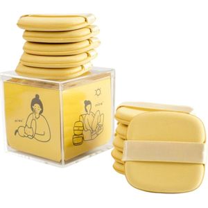 6-delig Vierkante Make-up Sponzen Set - Zachte Hydrofiele Schminkblokjes voor Vloeibare Foundation en Poeder - Nat en Droog Gebruik - Creme Gele Kleur