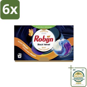 Robijn - 3-in-1 Black Velvet - Wascapsules - 15 Wasbeurten - Voordeelverpakking - 6 stuks - Wasmiddel - Wasverzorging
