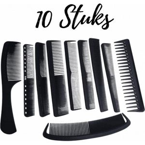 Carbon Kammen set voor Kapers, Barbers 10 Delige - Kappers- en salonkammenset