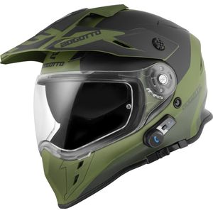 Bogotto H331 BT Tour EVO Zwart Groen Bluetooth Enduro Helm - Maat XL - Helm