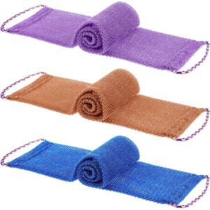 Allecto plus - Set van 3 Afrikaanse exfoliërende netsponzen voor lichaamswas - lange douchesponzen - nylon scrub badhanddoek voor vrouwen en mannen - badkameraccessoires voor huidverzorging
