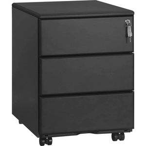 Rootz archiefkast met rolcontainer - mobiele archiefkast - kantooropslagorganisator - voorgemonteerd - veilig sluitsysteem - voldoende opbergruimte - staal - 52,4 cm x 54 cm x 39 cm