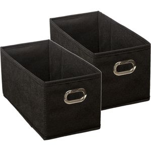 Set van 2x stuks opbergmand/kastmand 7 liter zwart linnen 31 x 15 x 15 cm - Opbergboxen - Vakkenkast manden