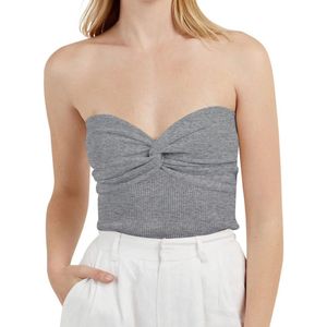 Bandeau twist gedraaide top knit dames corset crop top - grijs - maat L