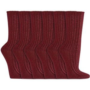 Wollen sokken | Biologisch | Plate naden | Kleur: Rood | Maat: Diverse maten | 6 paar