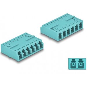 Optische vezelkoppeling HD LC hexaplex vrouwelijk naar LC hexaplex vrouwelijke aqua