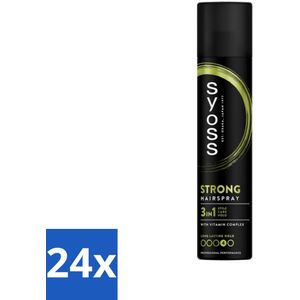 24 x Syoss - Strong Hold - Haarspray - Sterke Fixatie - 300 ml - Haarspray - Sterke Fixatie - Langdurige Hold - Styling - Verzorging