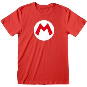 Nintendo Super Mario - Mario Badge Mens Tshirt - M - Rood