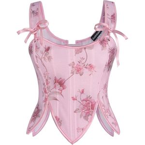 Vintage Renaissance Corset Top voor Dames met Bloemenprint