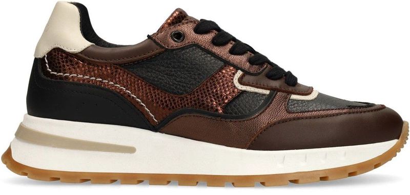 Manfield - Leren Sneakers - Bruin - Casual schoenen