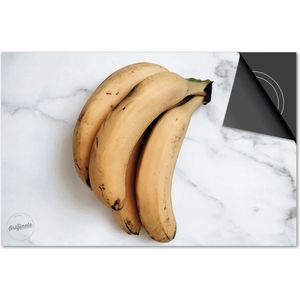 Inductie beschermer 60x60 - afdekplaat inductie mat - Dietrix Kookplaat beschermer - Exclusief - Groente en Fruit - Bananen tros op marmer wit