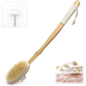 48 cm lange handgreep afneembare badborstel van bamboe ergonomische lichaamsborstel voor peeling van dode huid en verlichting van cellulitis