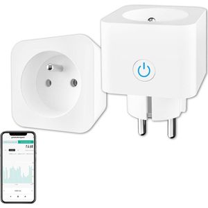 16A 3680W Type-E Energieverbruiksmeter Slim Stopcontact - Met WiFi Verbinding - Compatibel met Alexa en Google Home - APP Controle Schema's en Timer - 2PCs