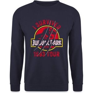 Jurassic Park Bekrast Logo I Survived 1993 Tour Sweater Heren