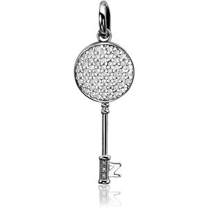 Zinzi zilveren hanger sleutel wit ZIH965