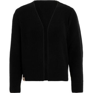 Knit Factory - Lenny Gebreid Vest - Gebreide dames cardigan - Kort vest op heuphoogte - Zwart damesvest gemaakt uit 30% wol en 70% acryl - Zwart - 36/38