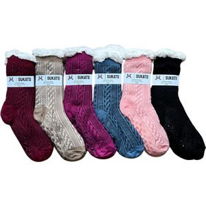 BLACK FRIDAY - Sukats® Huissokken - Homesocks - 6 Paar - Maat 36-41 - Dames Huissokken - Antislip Sokken - Fluffy Sokken - Slofsokken - Variant 1 - Meerdere Maten en Varianten - Verwarmde Sokken