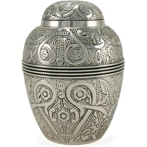 Silver Embossed - Urn Small - Asbeeld Dieren Urn Voor Uw Geliefde Dier - Kat - Hond - Paard - Konijn