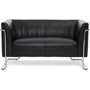 HJH OFFICE 713330 Loungesofa Curacao kunstleer - Comfortabele 1-zits en 2-zits zwart loungebank met stijlvolle omlijsting