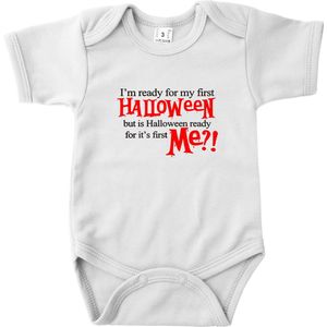 Rompertje I'm ready for my first Halloween - Maat 80 - Romper wit korte mouw