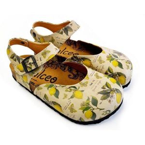 GOBY Dames Clogs met Citroenprint – Handgemaakt – Premium Kwaliteit – Maat 38