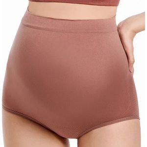 Wow Peach - Zwangerschaps Ondergoed - Hoge Taille - Buikondersteuning - Stretchy - Ondersteuning - Roodbruin - Medium
