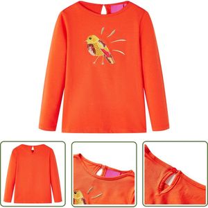 vidaXL Langmouwig Hemd - Kinderhemd - Kindershirt met lange mouwen 104 donkeroranje - Meisjeshemd - Jongenshemd - Oranje Kleding