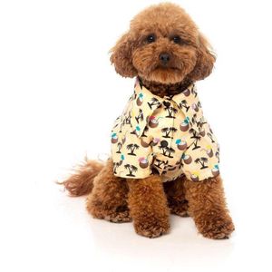 FuzzYard Hawaiian Shirt - Sandy Coconut - Honden blouse - Beige - Maat XXS