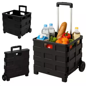 HRB Klappbox, 4 Stück Profi Klapp Box 32 Liter Volumen pro Einkaufsbox klappbar, Klappboxen mit Maßen 48 x 35 x 23 cm, Einkaufskorb faltbar in der Farbe Schwarz/Schwarz