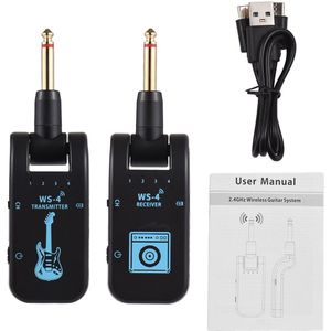 2.4G Draadloos Gitaarsysteem Oplaadbaar – Transmitter & Receiver Set – Real-time Signaaloverdracht – Zwart