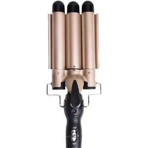 S&E 3-Barrel Krultang Hair Crimper – Professioneel Haarstylingsapparaat - Goud