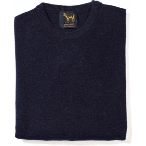 Osborne Knitwear Trui met ronde hals - Sweater heren in Lamswol - Pullover Heren - Indigo Melange - L