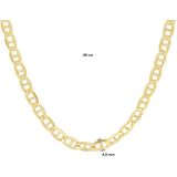 Goud - Zilveren Kern - Collier - Anker Schakel - 14k Geelgoud - 60 cm