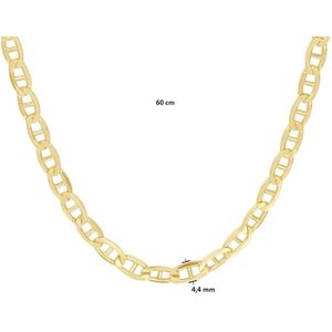 Goud - Zilveren Kern - Collier - Anker Schakel - 14k Geelgoud - 60 cm