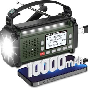 Zonne-energie Noodradio met DAB/FM, Dynamo Handzwengel en 10000 mAh Batterij – Portable Radio voor Blackouts en Noodsituaties