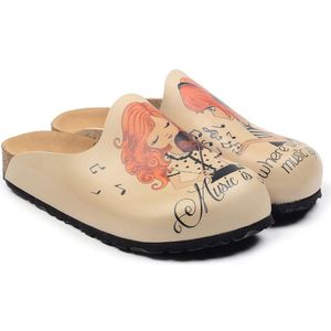 Goby - Melody Muse Dames Clogs - Handgemaakt - Muziekprint - Maat 37