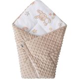 Bubaba by FreeON wikkeldeken - Wikkeldoek - Draagdoek 2 in 1 Happy Friends - Beige-Wit (0-6mnd)