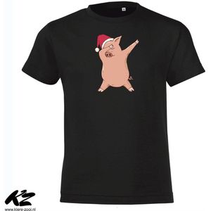 Klere-Zooi - Dabbing Christmas Pig - Kids T-Shirt - 128 (7/8 jaar)